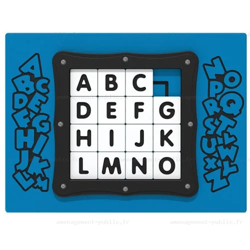 Puzzle coulissant des lettres de l'alphabet pour aire de jeux extérieure